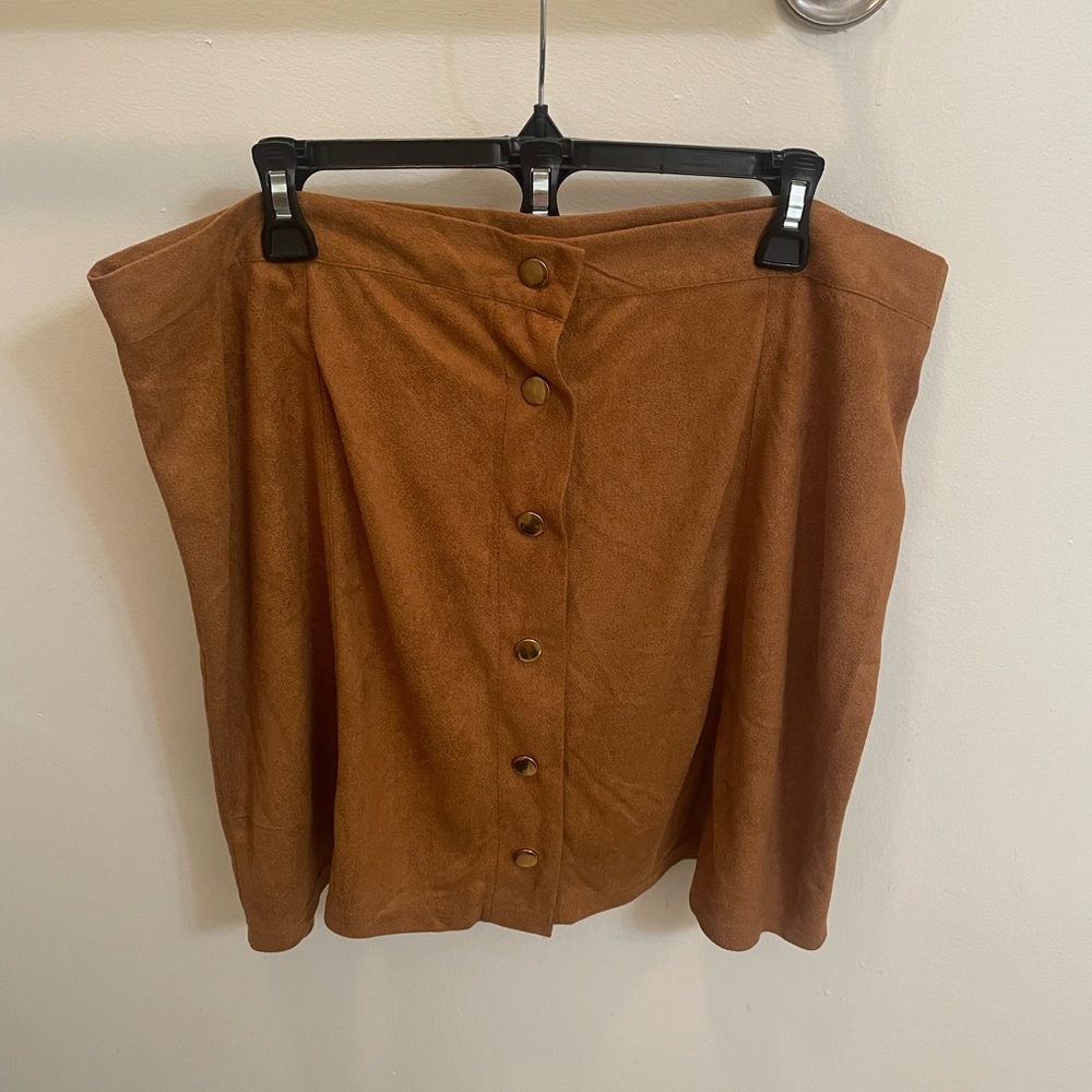 Brown Button-Front Skirt